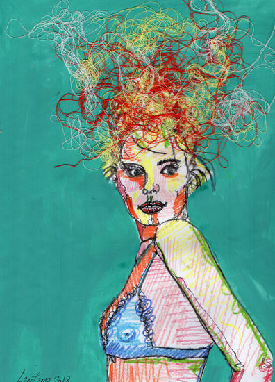 Hilos II Mixed media Paper Figure Painting