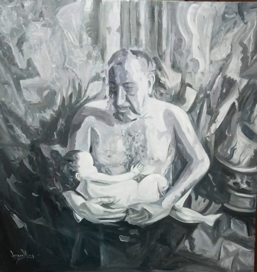 La felicidad del Abuelo Óleo Lienzo Figura