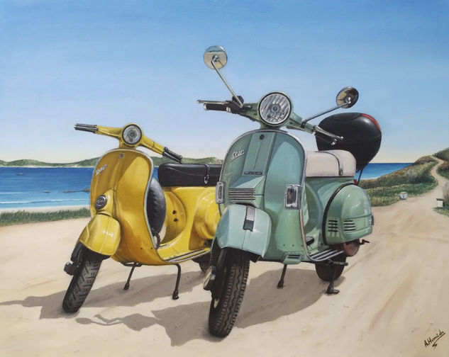 Motocicletas vintage Óleo Lienzo Figura
