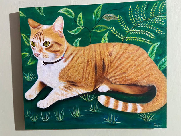 Frida La Gata Óleo Lienzo Animales