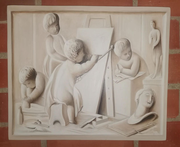 Alegoría de la Pintura y la Escultura y el Arte Dramático  de Jacob De Wit Oil Panel Portrait