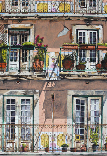 Balcones Gouache Papel Paisaje