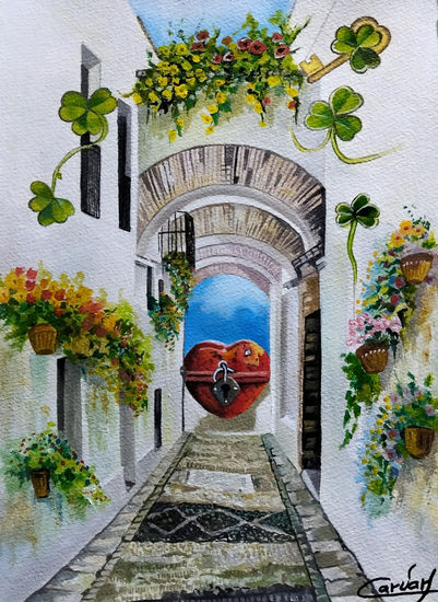 LA LLAVE DEL AMOR Acrílico Papel Paisaje