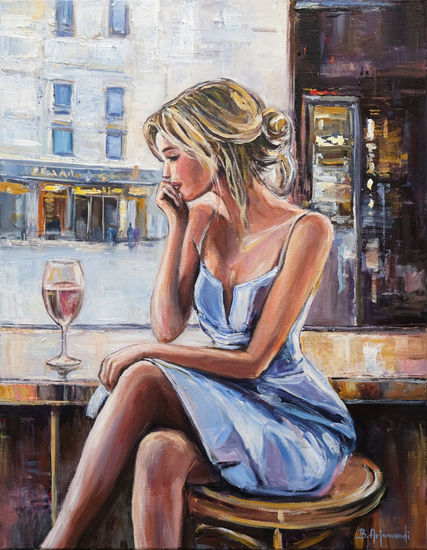 A Story in Paris Acrylic Canvas Figure Painting
