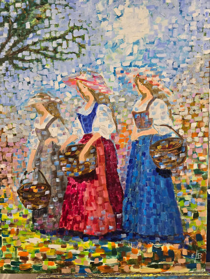 campesinas difuminadas Oil Canvas Figure Painting
