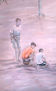 Niños jugando a las canicas