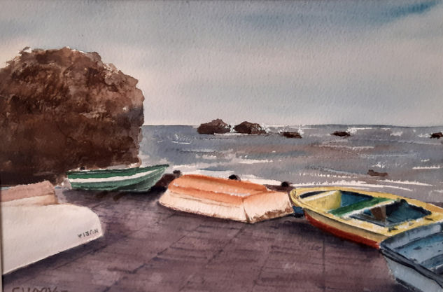 Roque de las Bodegas, Tenerife Watercolour Paper Marine Painting