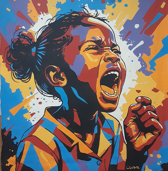 BASTA YA Acrílico Tela Retrato