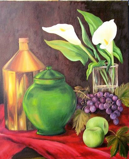 Bodegón con calas Oil Canvas Still Life Paintings