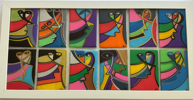 Amigos Felt-tip pen Canvas Figure Painting