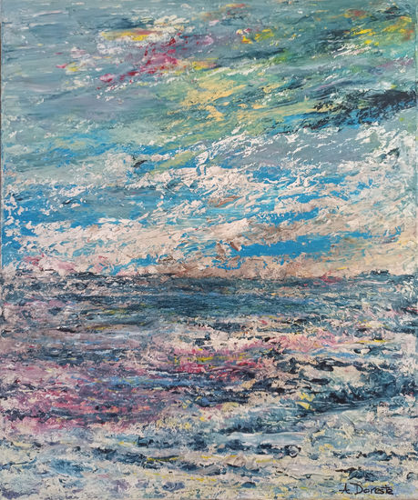 Horizonte en tempestad de colores Acrylic Canvas Marine Painting
