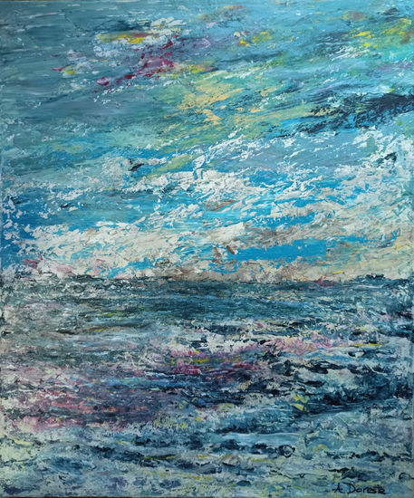 Horizonte en tempestad de colores Acrílico Lienzo Marina