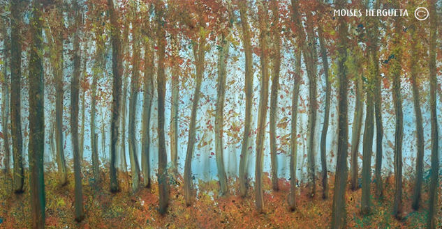 color de otoño Media Mixta Tabla Paisaje