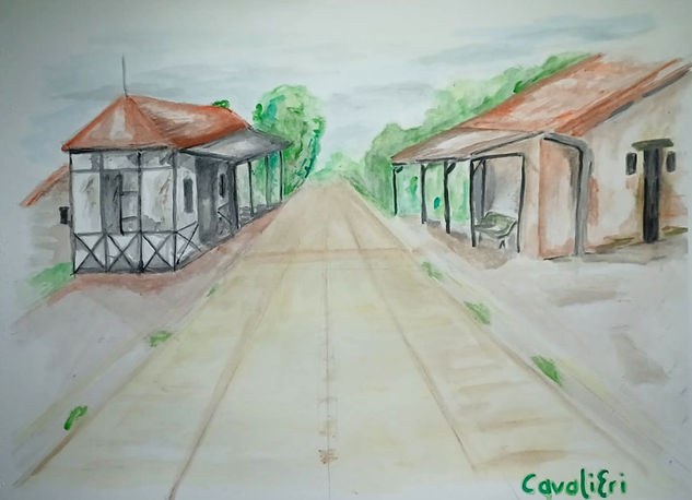 Estacion Castilla Acuarela Papel Paisaje