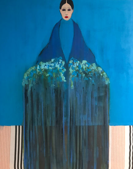 Mujer fuerte en flor Media Mixta Tela Floral