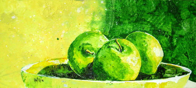 Tres manzanas Oil Canvas Still Life Paintings