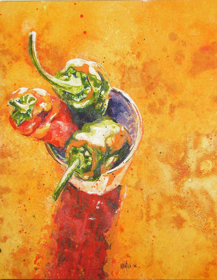 Tres pimientos Oil Canvas Still Life Paintings