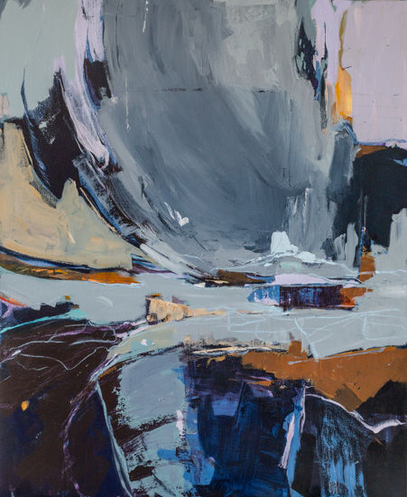 Hora HAI 9-11pm. El cielo de nubes moradas, 2024 Acrylic Canvas Landscaping