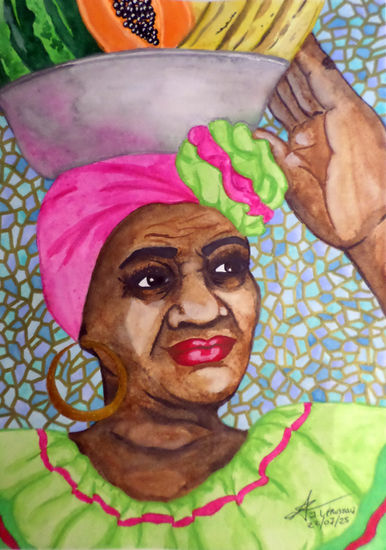 Alma tropical Watercolour Paper Portrait