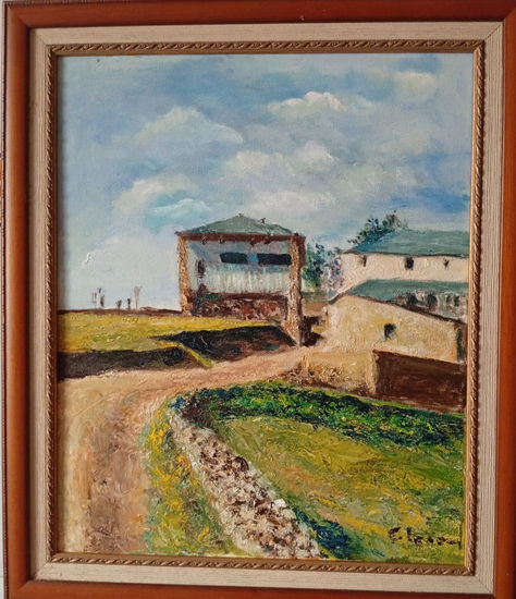 Horreo asturiano reformado. Óleo Lienzo Paisaje