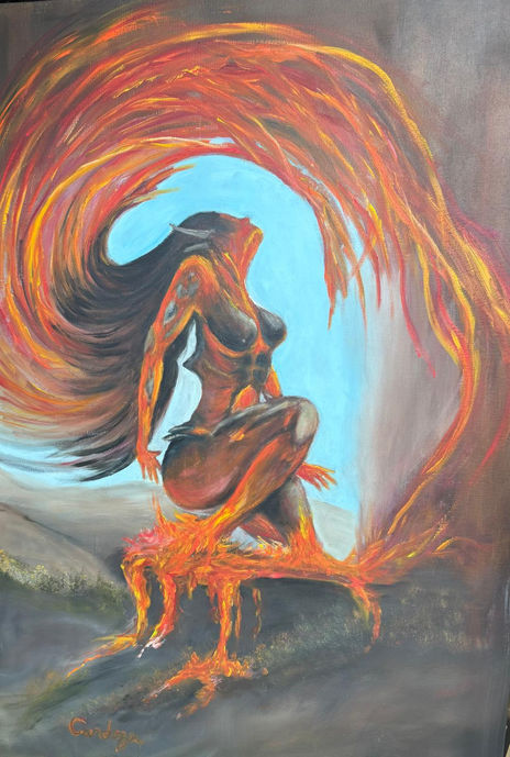 Woman on fire