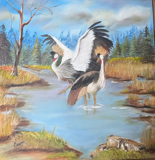 The lake Oil Canvas Animals