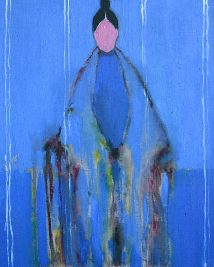 Alienación azul Mixed media Canvas Figure Painting