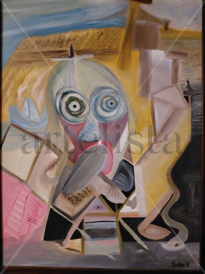 El loco Oil Textile Figure Painting