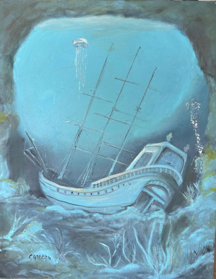 Shipwreck Oil Canvas Marine Painting