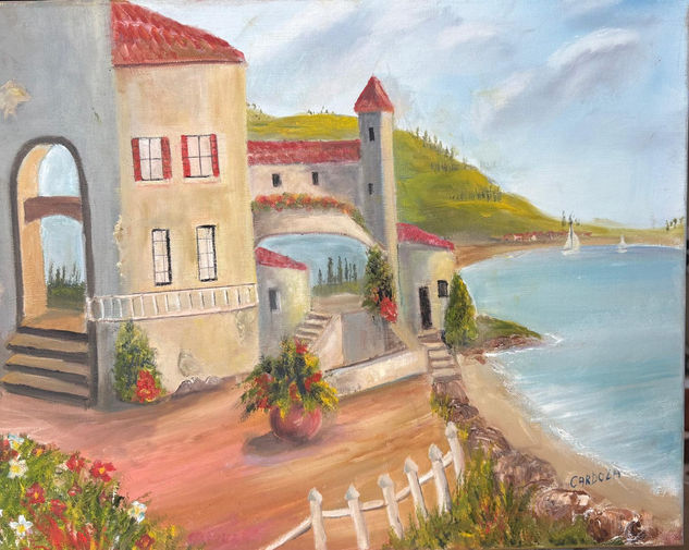 Villa Óleo Lienzo Paisaje