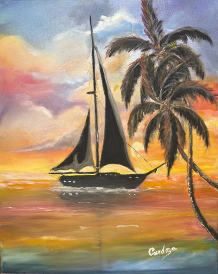 The sailboat Oil Canvas Marine Painting