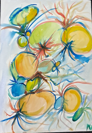 Cebollas Acuarela Papel Floral