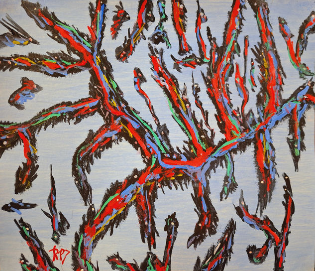 LIVING BEINGS..ABSTRACT..Paseando por un mundo desconocido.. Acrílico Papel Animales