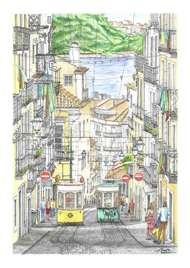 Lisboa, elevador da Bica Mixed Media