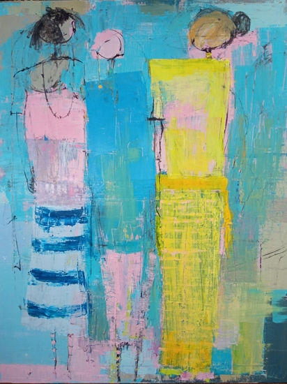 Girls Oil Textile Figure Painting