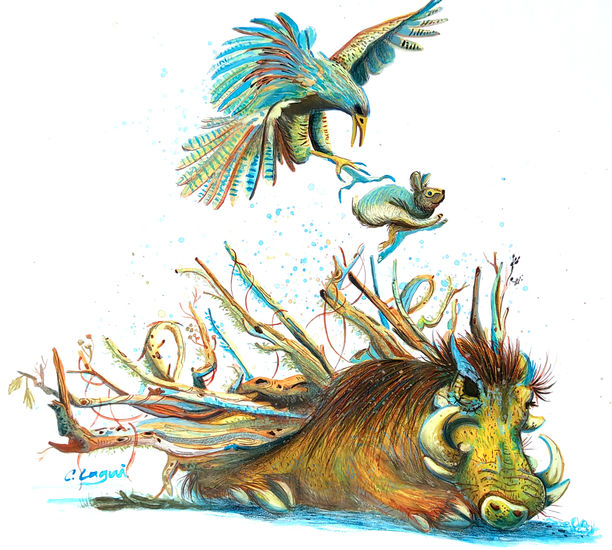Momento Cero: El Predador y la Ruina Gouache Card Animals