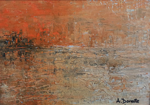 Horizonte de fuego y tierra Acrílico Papel Paisaje