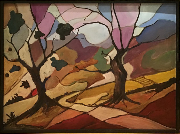 Camino entre árboles Oil Panel Landscaping