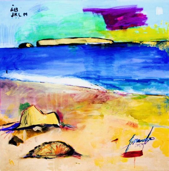 La playa 2 Media Mixta Tela Paisaje