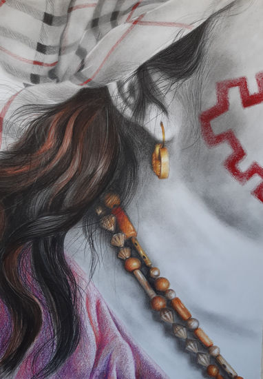 Arete y cornalinas de una majayut de oro Mixed Media