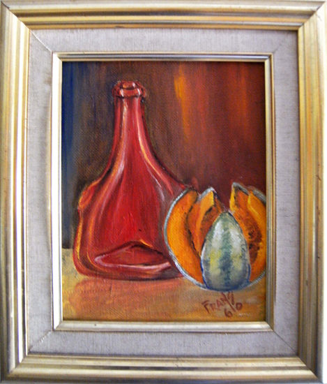 Bodegon_Roja y Melon Oil Textile Still Life Paintings