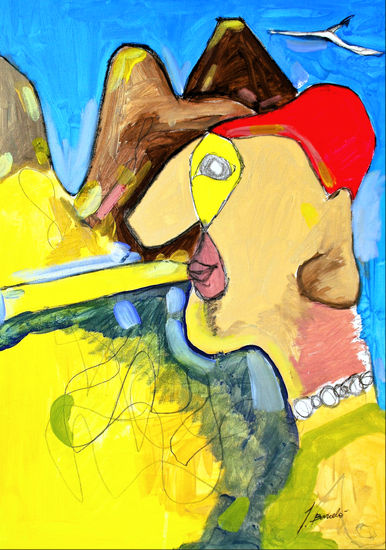 El espiritu del paisaje. Mixed media Canvas Animals