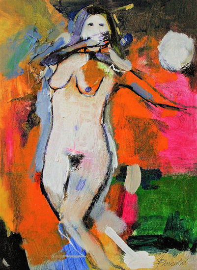 Silencio desnudo. Acrílico Lienzo Desnudos
