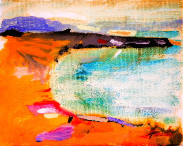 La playa al desnudo. Media Mixta Lienzo Paisaje