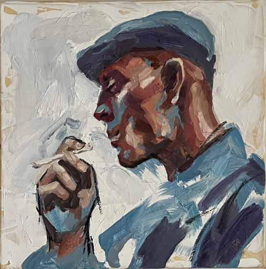 Portrait of a man  smoking a cigarette Óleo Lienzo Otros