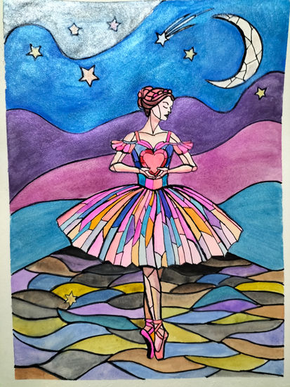 Con el corazón en las manos Media Mixta Papel Figura
