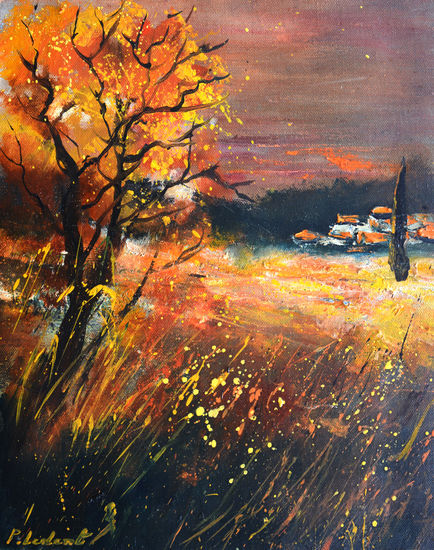 Sunset in Tuscany Óleo Lienzo Paisaje