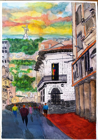 El Panecillo Watercolour Card Landscaping