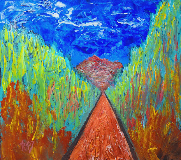 A very long way...ABSTRACT..Paseando por un mundo desconocido Acrylic Paper Landscaping