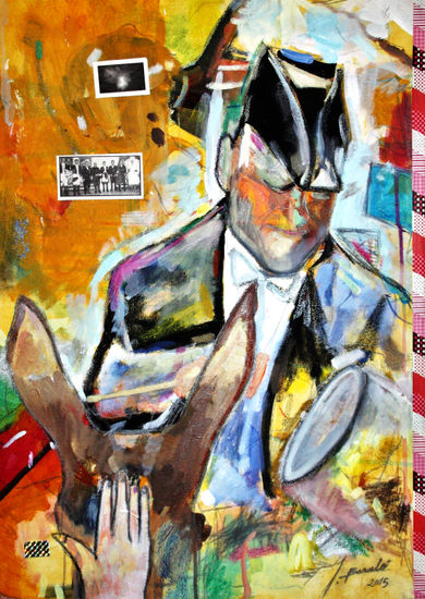San Juan a las 3 Mixed media Textile Figure Painting